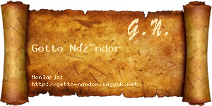 Getto Nándor névjegykártya